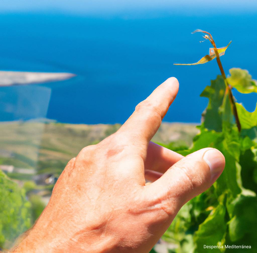 agricultor señala viñedo